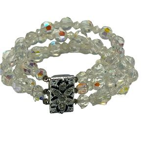 Aurora Borealis Triple Strand Bracelet